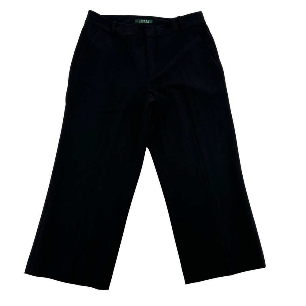 Lauren Ralph Lauren Black Wool Blend Wide Leg Culotte Trouser Pants Career Sz 8